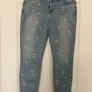 Abercrombie & Fitch Light Blue embroidered Floral Jeans